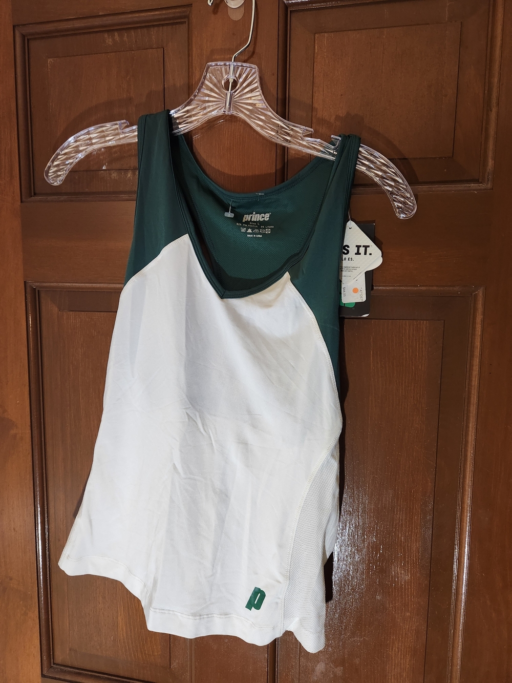 Prince Comp Racer Back Tennis Tank Top Green White Large NWT